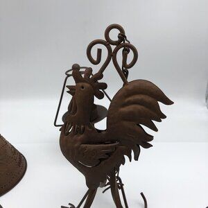 Chicken rooster pierced metal folk art candle chandelier country kitchen decor